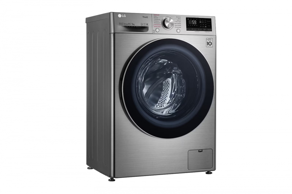 LG AI DD sunʼiy intellektli kir yuvish mashinasi, 8,5 kg, Kir yuvish va quritish, TurboWash59, ThinQ
