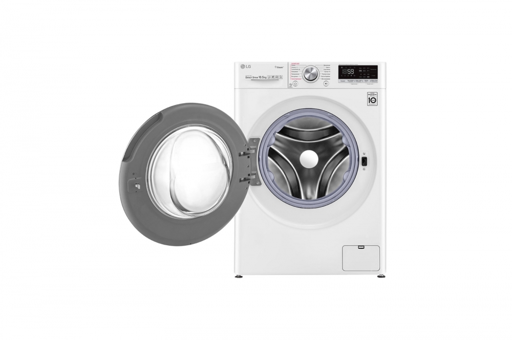 LG AI DD sunʼiy intellektli kir yuvish mashinasi, 10,5 kg, Steam bugʻ bilan yuvish, TurboWash59, ThinQ