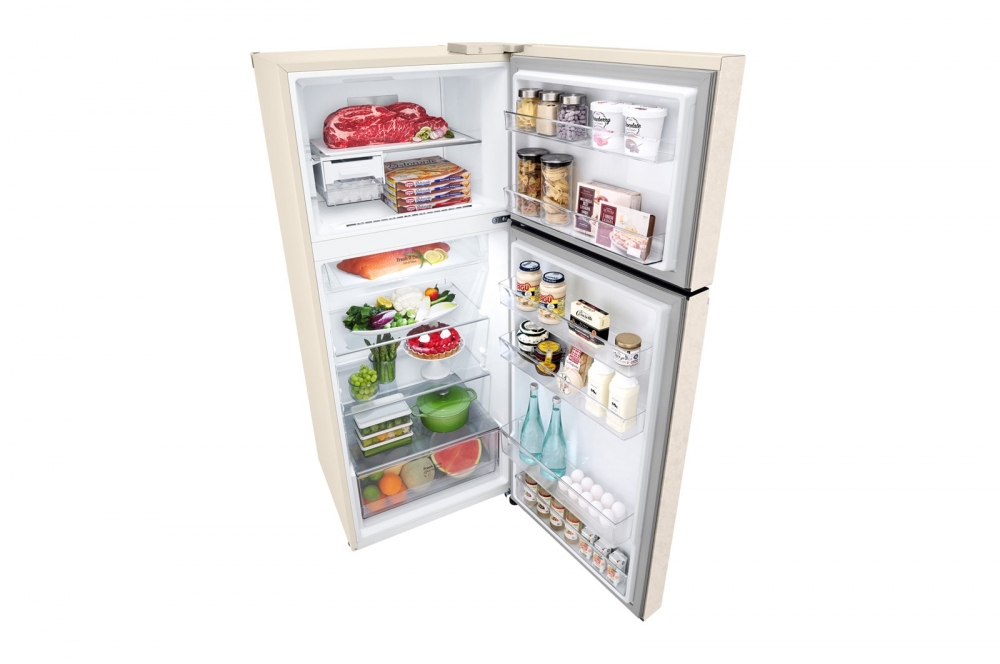 Холодильник LG с верхней морозильной камерой | Объем 395 л | Бежевый | DoorCooling+™ | HygieneFresh+™ | Smart Inverter Compressor