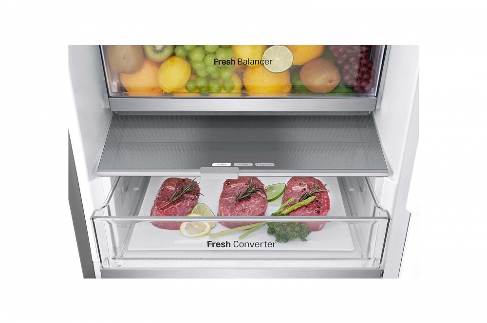 Холодильник LG GC-B509FNZW с нижней морозильной камерой, 387л