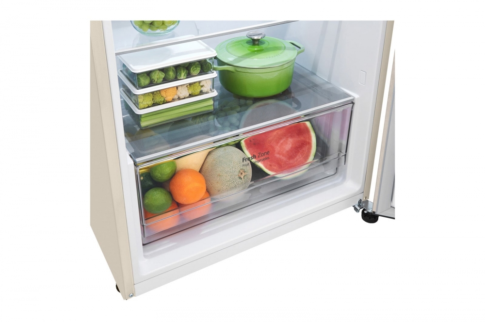 Холодильник LG с верхней морозильной камерой | Объем 395 л | Бежевый | DoorCooling+™ | HygieneFresh+™ | Smart Inverter Compressor