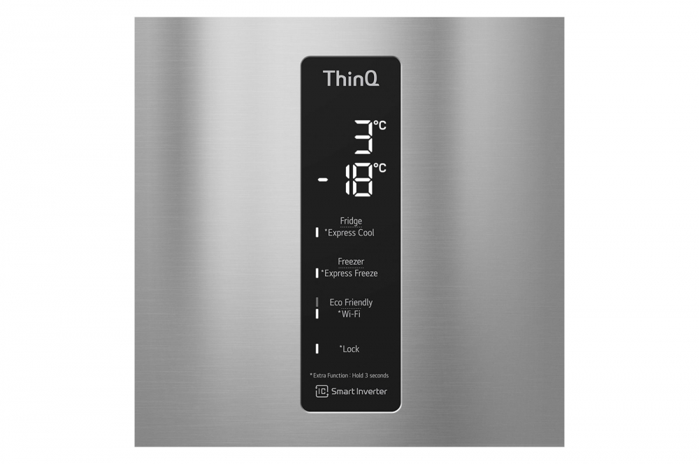 Холодильник LG с нижней морозильной камерой | Объем 384 л | Серый | DoorCooling⁺™ | Linear Inverter Compressor