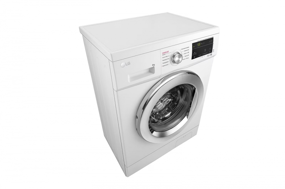 Bevosita uzatmali LG kir yuvish mashinasi, 6 kg, 6 ta avaylab yuvish harakat, Steam™ bug’ bilan yuvish funksiyasi
