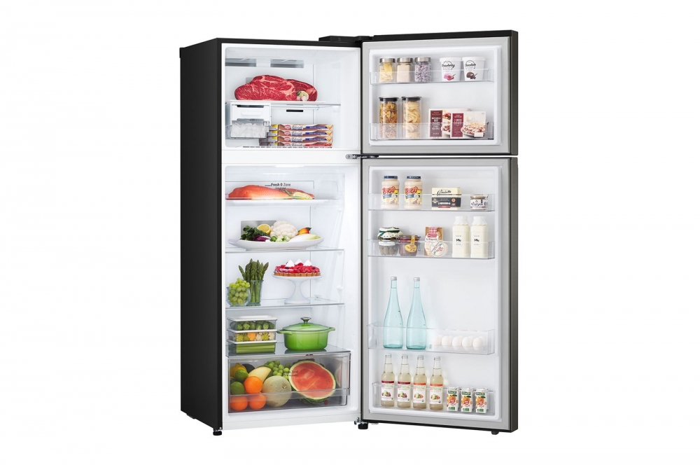 Холодильник LG с верхней морозильной камерой | Объем 395 л | Черный | DoorCooling+™ | HygieneFresh+™ | Smart Inverter Compressor