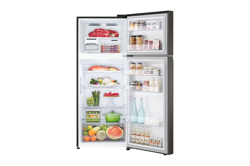 395 hajmli | Yuqori sovutgichli LG kamerali muzlatgich | Qora | DoorCooling+™ | HygieneFresh+™ | Smart Inverter Compressor