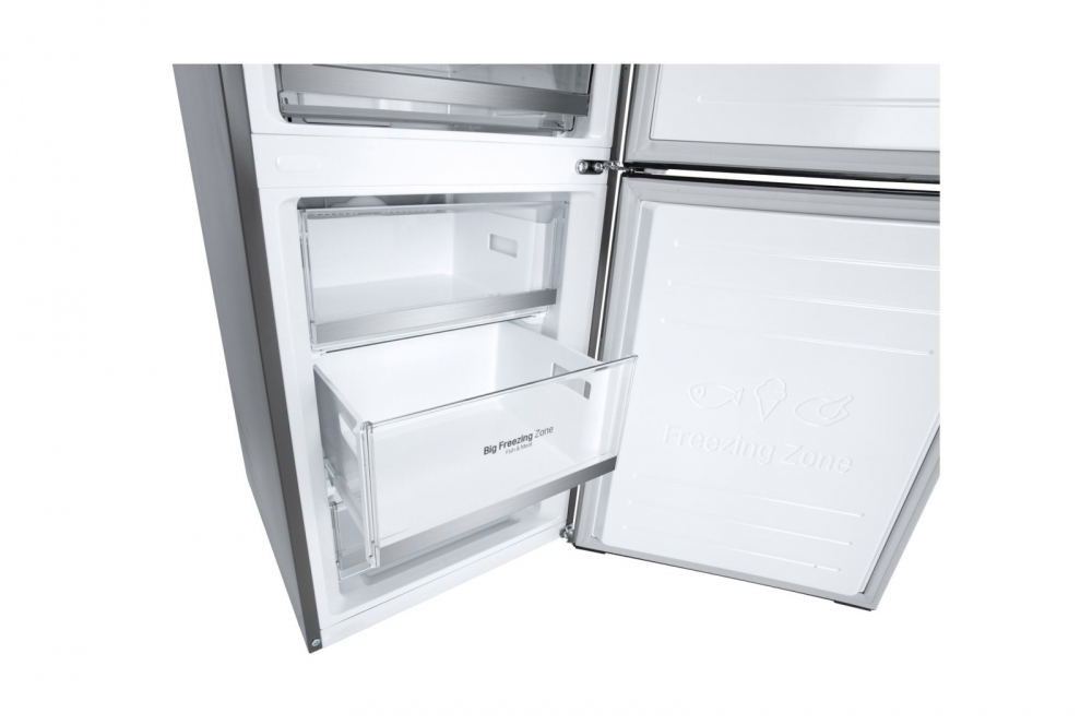 Холодильник LG с нижней морозильной камерой | Серый |Объем 341 л | DoorCooling+™ | Smart Inverter Compressor