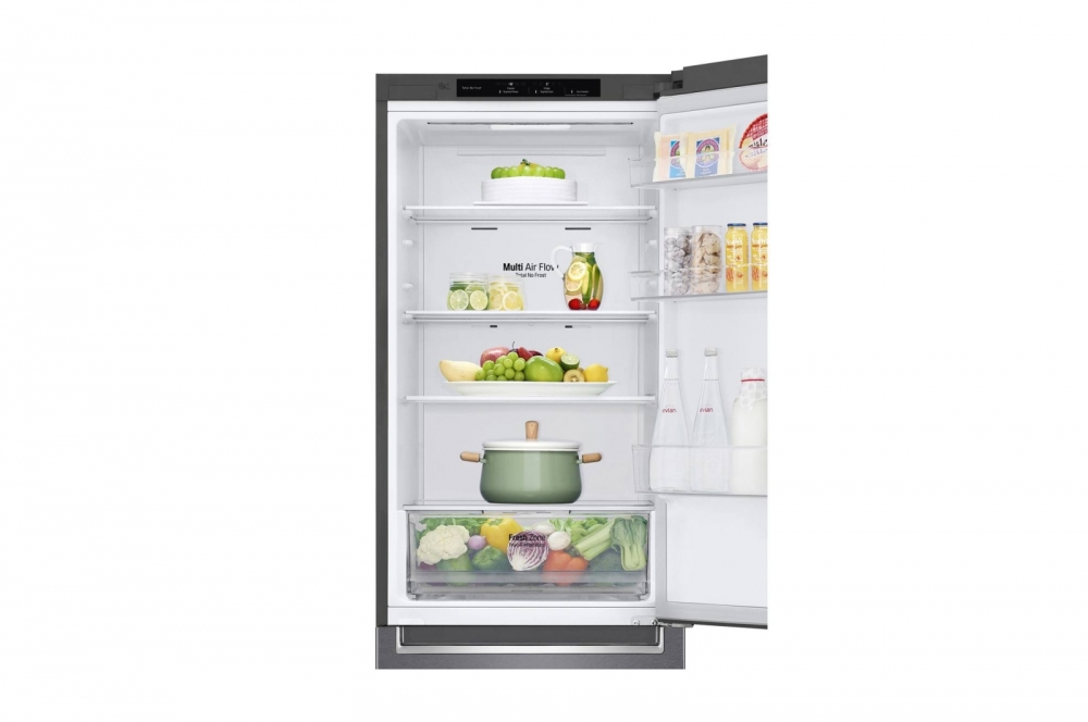 Холодильник LG с нижней морозильной камерой |Объем 341 л | Серый | DoorCooling+™ | Smart Inverter Compressor