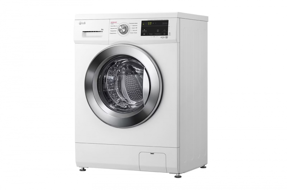 Bevosita uzatmali LG kir yuvish mashinasi, 6 kg, 6 ta avaylab yuvish harakat, Steam™ bug’ bilan yuvish funksiyasi
