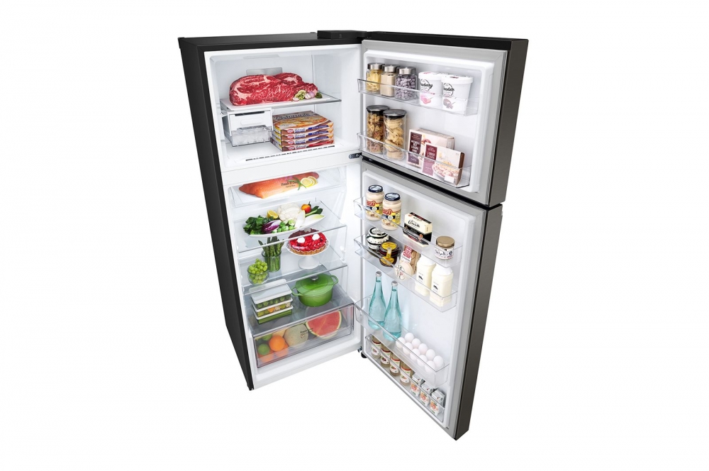 Холодильник LG с верхней морозильной камерой | Объем 395 л | Черный | DoorCooling+™ | HygieneFresh+™ | Smart Inverter Compressor
