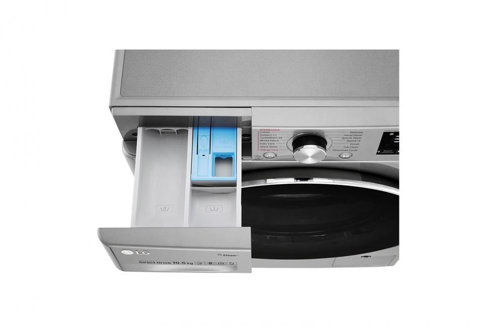 Sunʼiy intellektli LG AI DD kir yuvish mashinasi, 8,5 kg, Steam bugʻ bilan kir yuvish, ThinQ, TurboWash360
