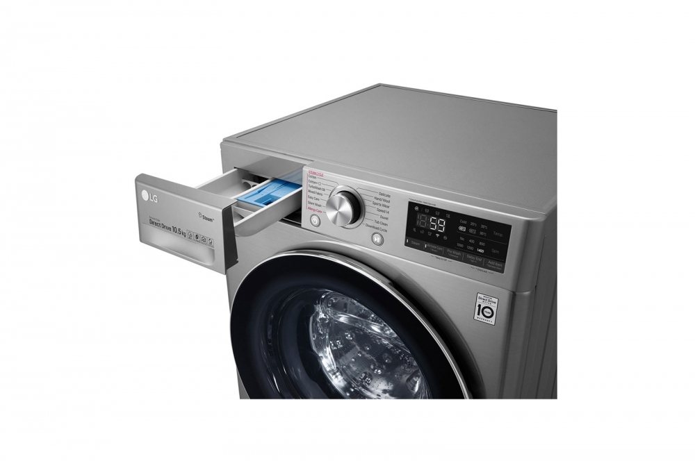 Sunʼiy intellektli LG AI DD kir yuvish mashinasi, 8,5 kg, Steam bugʻ bilan kir yuvish, ThinQ, TurboWash360