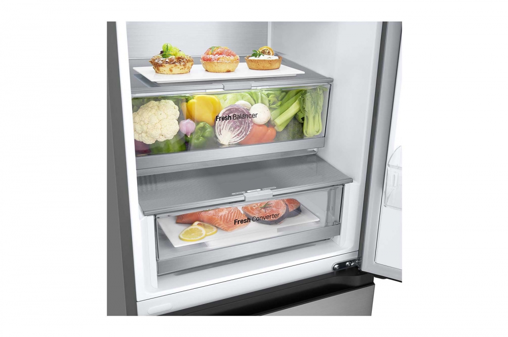 Холодильник LG GC-B509FNZW с нижней морозильной камерой, 387л