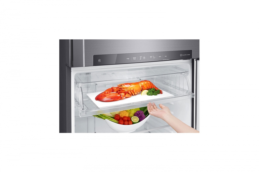 Hajm 506 l | Yuqori muzlatgich kamerali LG sovutgich | Kulrang | DoorCooling⁺™ | Linear Inverter Compressor