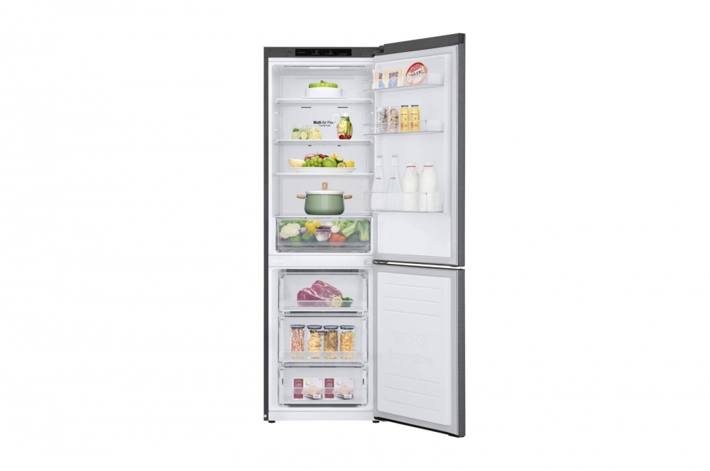 Холодильник LG с нижней морозильной камерой |Объем 341 л | Серый | DoorCooling+™ | Smart Inverter Compressor