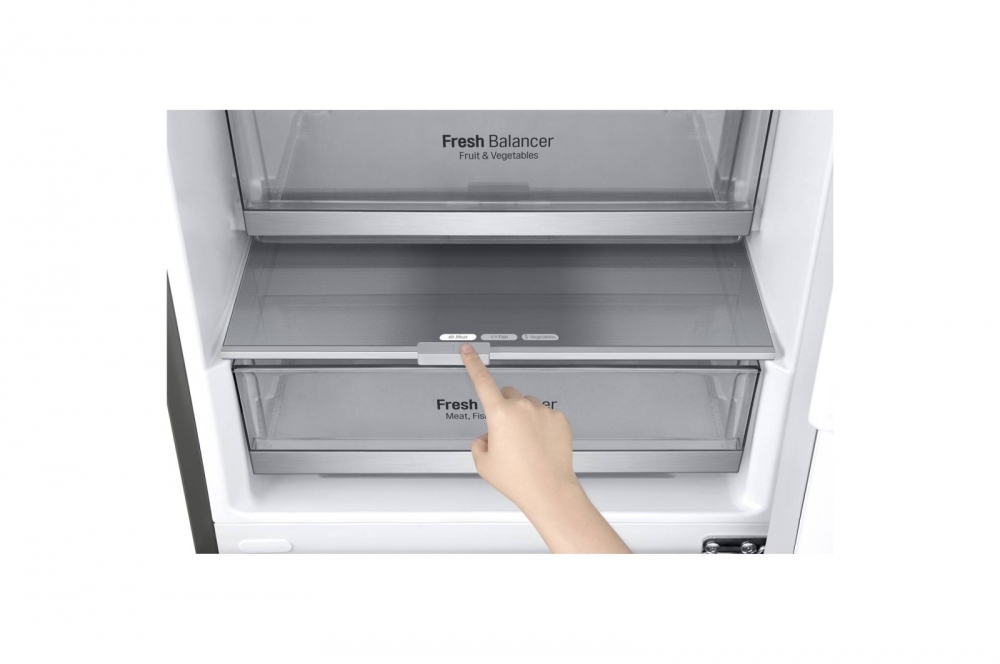 Холодильник LG с нижней морозильной камерой | Серый |Объем 341 л | DoorCooling+™ | Smart Inverter Compressor