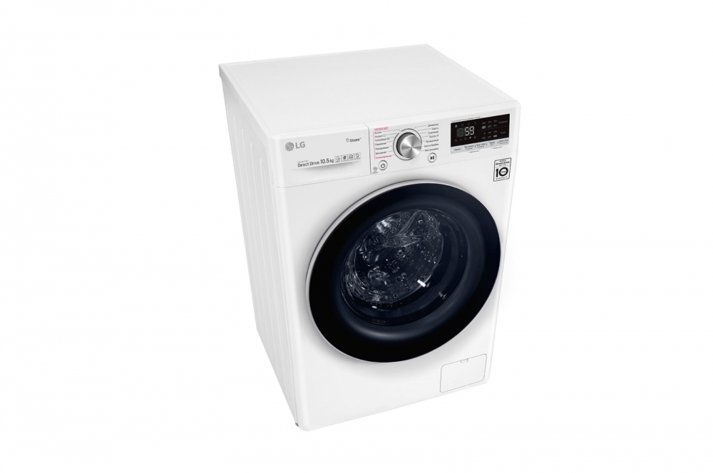 LG AI DD sunʼiy intellektli kir yuvish mashinasi, 10,5 kg, Steam bugʻ bilan yuvish, TurboWash59, ThinQ