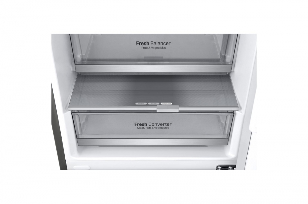Холодильник LG с нижней морозильной камерой | Серый |Объем 341 л | DoorCooling+™ | Smart Inverter Compressor