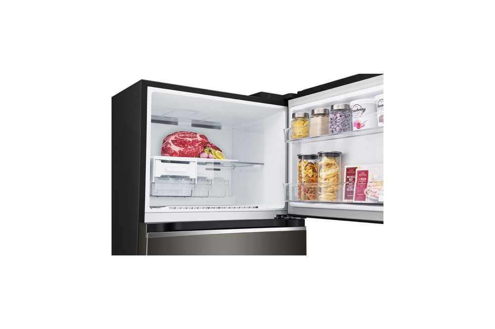 395 hajmli | Yuqori sovutgichli LG kamerali muzlatgich | Qora | DoorCooling+™ | HygieneFresh+™ | Smart Inverter Compressor