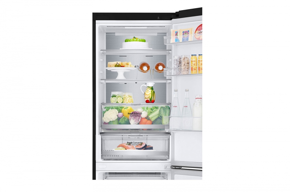 Холодильник LG с нижней морозильной камерой |Объем 341 л | Черный | DoorCooling⁺™ | Smart Inverter Compressor