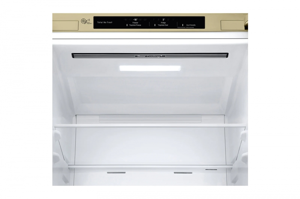 Холодильник LG с нижней морозильной камерой | Бежевый | DoorCooling+™ | Объем 341 л | Smart Inverter Compressor